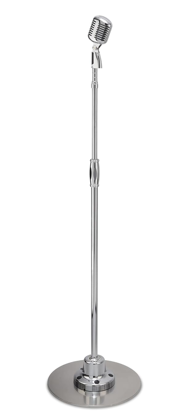 Pyle Retro Microphone, Classic Vintage Style, Unidirectional Audio, Adjustable Stand, XLR Cable, Silver Finish, Dynamic Vocal Performance Mic with 49-69” Swing Stand and Detachable Microphone by Pyle - Used condition - US$161.76