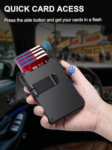 Image of AirTag Wallet for Men, Pop Up Wallet with RFID Blocking, Genuine Leather Slim Mens Wallet with ID Window & Cash Slot (Carbon Fiber 3)