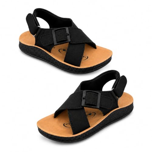 Image of Like Style Kids Sandals, Black with Gold-Tone Buckles