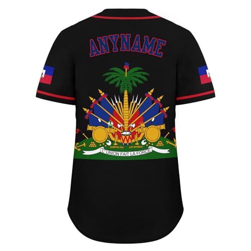 Camiseta de Béisbol haitiana para hombre, mujer y jóvenes, personalizada, transpirable con botón y diseño de la bandera de Haití miniatura 6