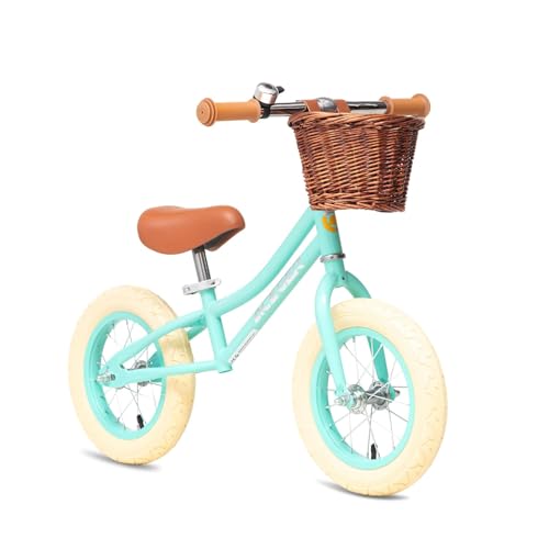 Image of ACEGER 12 inch Kids Balance Bike with Basket, Toddler Bicycle for Early Learning Leg Strength and Steady Balancing, Durable Frame&Tool-Free Adjustable Seat, Gift Bike for 2-5 Kids, No Brake