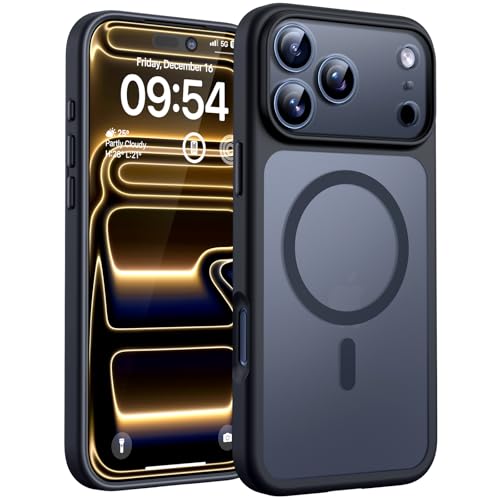 TOCOL Funda para iPhone 17 Pro, Protección Lente Cámara, Anillo Magnético Integrado, Compatible con Magsafe, Protección contra Caídas, Translúcida Mate Trasera, Titanio Negro