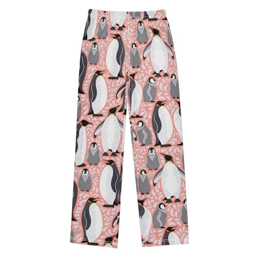 ZZXXB Penguin Print Boys Long Pants Soft Trousers Elastic Waist Kids Lounge Bottoms with Pockets S-XL