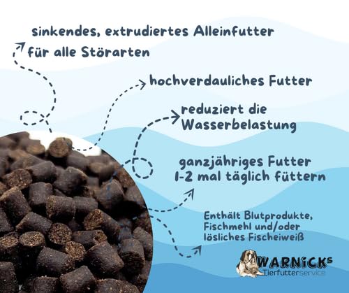 Warnick´s Zierstörfutter, Störfutter, 10 kg, 3 mm, sinkend - verdaulich