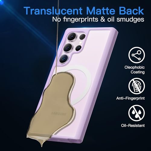 Image of JETech Magnetic Case for Samsung Galaxy S23 Ultra, Lilac | Cover Compatible with MagSafe, Translucent Matte Back, Shockproof Protection