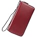 Lavemi Women's RFID Blocking 100% Leather Large Capacity Zip Around Wallet Phone Holder Clutch Travel Purse Wristlet(Large Size Deep Red)