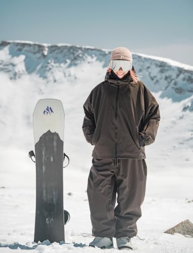 Image of GSOU SNOW Mens Womens Snow Pants Baggy Snowboard Ski Pants Waterproof | 15K Waterproof,10K Breathable,Windproof Waist Powder Skirt,Thigh Vent Zippers,Adjustable Waist & Cuffs Drawcord,5 Pockets