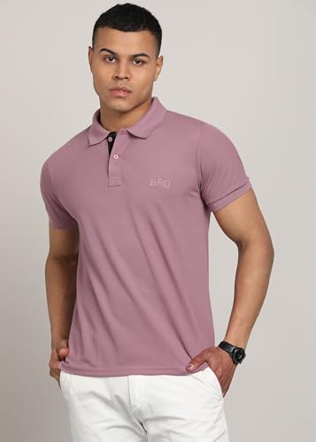 Image of INKKR Men Solid Polo Neck Cotton Blend Collar T-Shirt