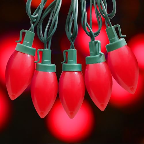 Luces LED C9 rojas para decoración de 25 pies