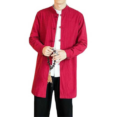 Manteau ethnique homme en coton lin de style traditionnel zen