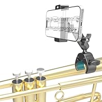 Charchendo Ultralight 200g Portable Trumpet Phone Mount with Multi-Angle Adjustment Metal arm, Secure Clamp Phone Holder for B♭ Trumpet Practice, Streaming, Brass Instrument Accessory,for 4-7in Phone