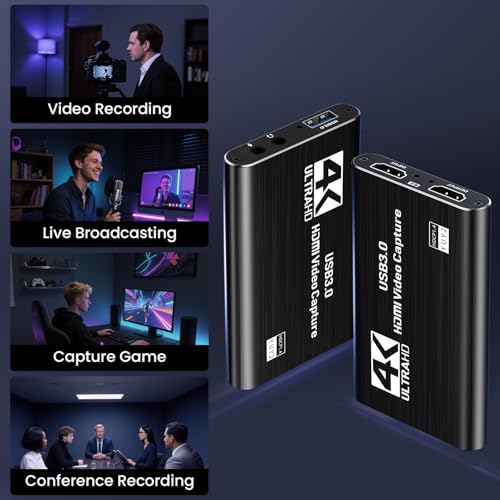 Image of Papeaso USB 3.0 HDMI Capture Card, 2K30 FPS Capture with 4K Pass-Through