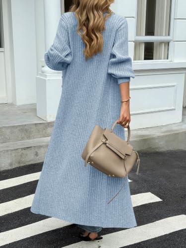 Image of Saodimallsu Womens Long Duster Cardigans Button Down Maxi Sweater Dress