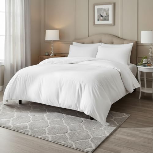 Image of Duvet Cover Set Single Size Bed (60x92 Inch) 1 Duvet Cover + 2 Pillow Covers with Zipper 400 TC Microfiber Luxurious Quilt, Comforter, Rajai, Dohar Blanket Cover (White)