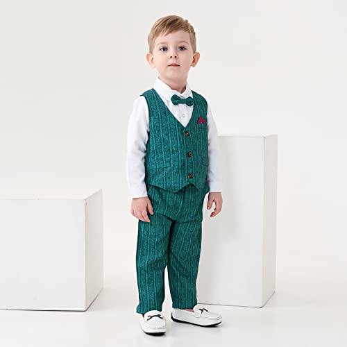 Image of Volunboy Toddler Suit Boys Formal Wedding Guest Dress Outfit | graduation dress clothes, gentleman ring bearer bowtie outfit, back-to-school pants set, birthday photoshoot dressy outfit