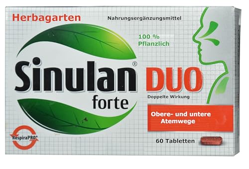 Voor bovenste en onderste luchtwegen, 60 tabletten, verkoudheid, sinussen, slijmoplossende bronchiën, sinulan duo forte