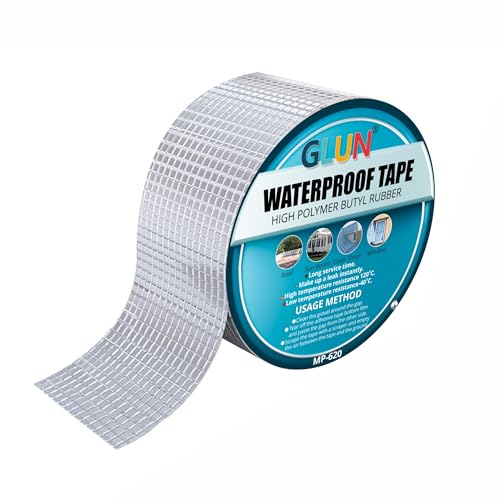 GLUN® Butyl Aluminium Leakage Repair Tape, Waterproof Tape for Leakage Solution, Industrial Strong Adhesive Gum, Surface Crack Sealing Rubber Tape (Butyl B)