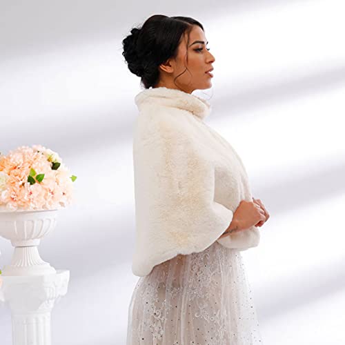 Women's Faux Fur Shawl for Wedding, Warm Wrap for Winter Dinner Party, Scarf for Bride and Bridesmaids2