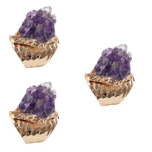 Bague en améthyste réglable en agate violette artisanale