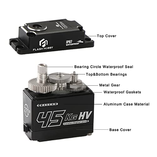 Flash Hobby MC-45 45Kg Coreless Servo 8.4V High Torque Full Metal Gear Servo, Ip67 Waterproof Steering Rc Servo thumb #2