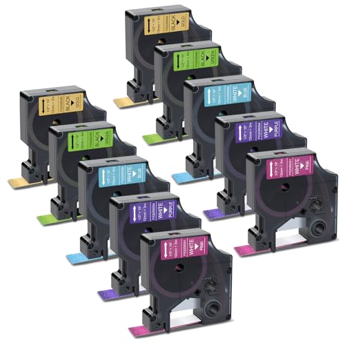 Ruban D1 12mm compatible Dymo Colorpop LabelManager 160 280 lot de 10 recharges pailletées