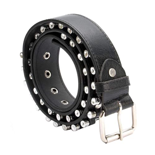 Men's Punk Bullet Belt Artificial Leather Waistband Alloy Buckle Stylish Casual Accessory for Jeans and Rave Outfits