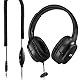 C G CHANGEEK Extra lange Kabel-Kopfhörer für TV und PC mit Lautstärkeregler, 5,5 m Verlängerungsfeder, Spiralkabel, universelles 3,5 mm AUX-Audio, kabelgebundenes Over-Ear-Stereo-Headset, CGS-W6