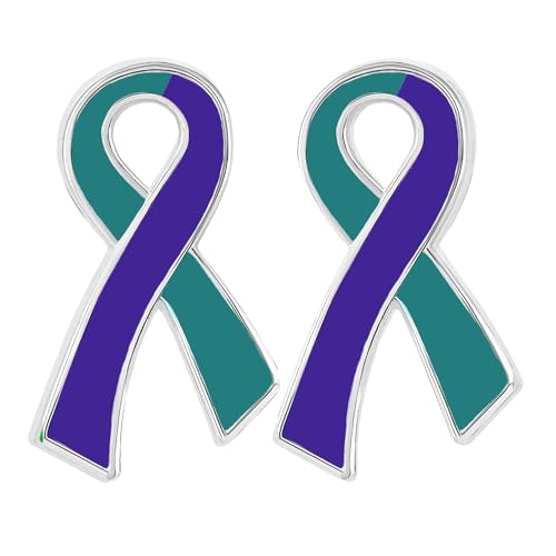 Image of Suicide Awareness and Prevention Pin - Bulk Packs - Variety Pack of Teal & Purple Ribbon Pin Perfect for Support Groups, Gift-Giving and Fundraising
