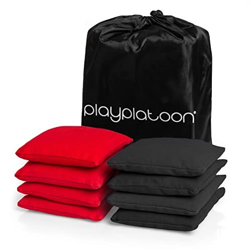 Play Platoon Premium Weather Resistant Duck Cloth Cornhole Bags - Set Of 8 Bean Bags For Corn Hole Game - 4 Red & 4 Black. #TOP9