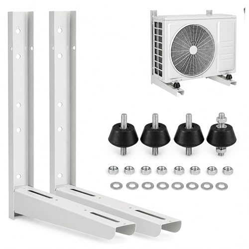 Soportes Unidad Exterior Aire Acondicionado, Soporte pared maquina de aire estructura soldada, Tamaño Alto 500 x Largo 450 x Ancho 60mm, Incluye pack 4 unidades Silentblock A-35 antivibradores