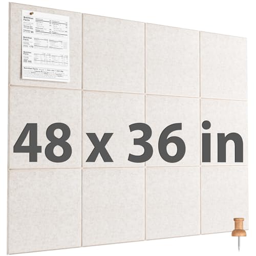 Image of MaxGear Felt Bulletin Board 48 inch x 36 inch, Light Tan Felt Wall Tiles Wall Decor