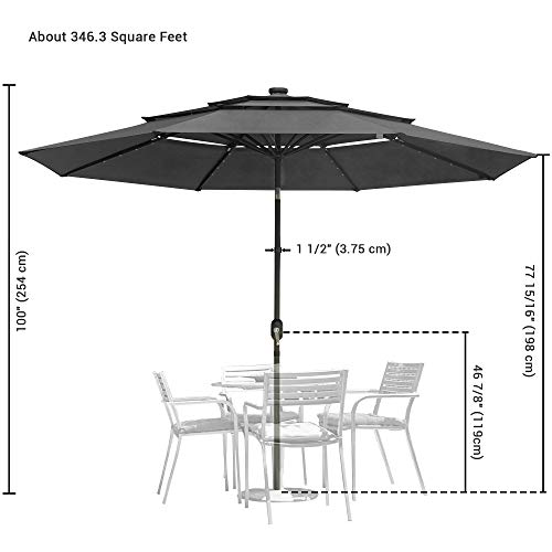 Yescom 11Ft 3 Tier Uv70+ Solar Powered Led Patio Umbrella With Crank Tilt Button Light Outdoor Deck Market Table #TOP7