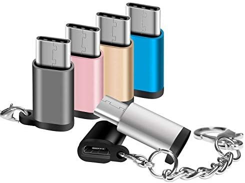 USB Type C Adapters 6 Pack Micro USB Female to USB C Male Charger Android Converter Cable Connector Keychain Adapter Fit Samsung Galaxy S10 S9 S8 Plus Note 10 10+ 9 8 LG V40 V30 G7 G6 Moto Z3 Pixel XL