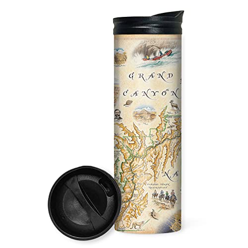 Xplorer Maps Vaso de viaje de 473 ml con tapa resistente a derrames, de acero inoxidable, aislado al vacío