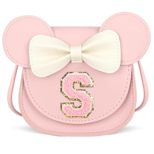 KU Geschenk Mädchen Little Mouse Ear Bow Crossbody Purse, PU Mini Handtasche -Tasche Umhängetasche für Kinder Mädchen Kleinkinder für 2-8 jahre-S