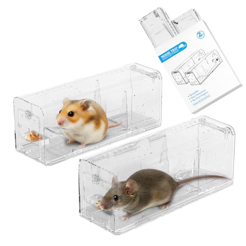 DTXDTech Mausefalle Lebend 2er-Set, Tierfreundlich ohne Schaden Rattenfalle, lebendfalle mäus leicht zu reinigen & einfache Anwendung, Schädlingsfalle Wiederverwendbar (2, Transparenz)