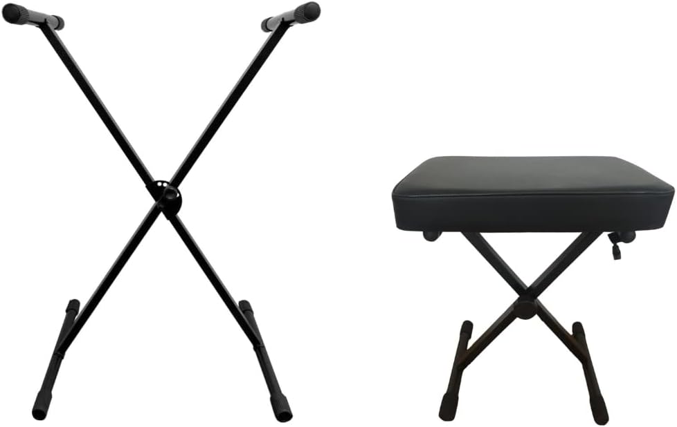 Premium Quality Keyboard Bench and Stand Set Adjustable Height