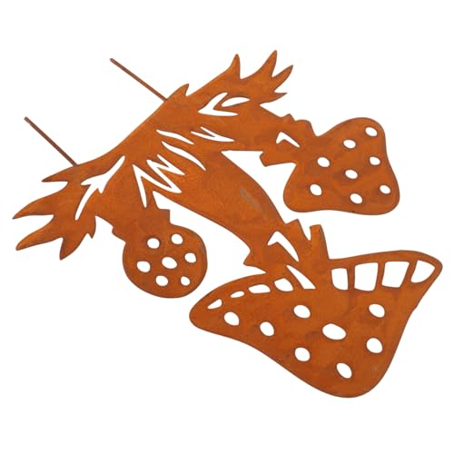 UKCOCO Artesanía de champiñones de Color óxido Exterior estacas de jardín de Setas Hongos Largo rústico estacas para Plantas Decorativas estacas de Plantas Decorativas Hierro Forjado Café