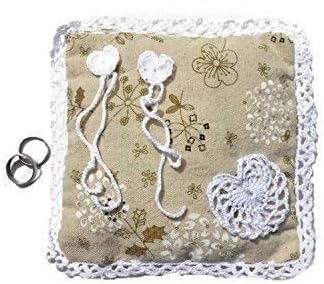 Coussin d'alliances de mariage en lin fait main style shabby romantique