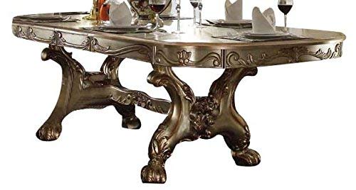 Acme Dresden Dining Table With Trestle Pedestal - - Gold Patina & Bone #TOP4