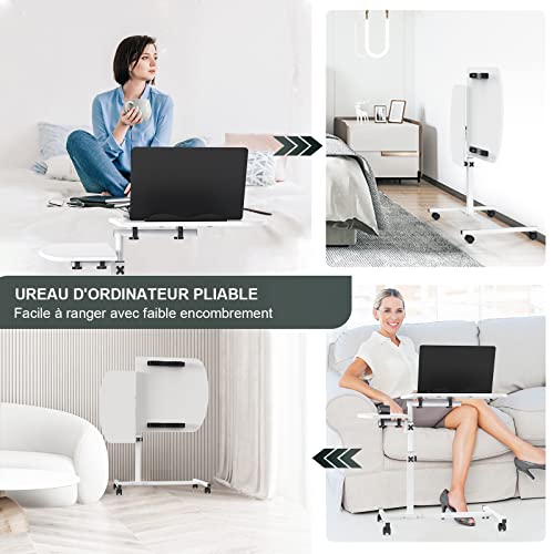 Bureau d ordinateur levage rotatif et table de lit mobile pliable 60x40 - 8