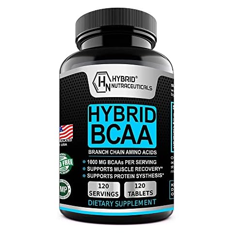 Hybrid BCAA 1000mg – BCAAs Amino Acids Supplements - 2:1:1 L-Leucine, L-Isoleucine and L-Valine – Non-GMO, Vegan - 120 Servings Cover