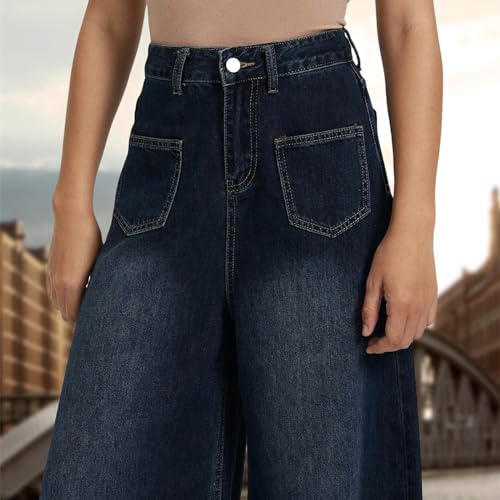 Women Jeans High Waisted Trendy Stretch Boyfriend Baggy Jeans Straight Wide Leg Casual Denim Pants Teen Girls Trousers4