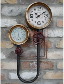 Casadomu Steampunk Clock Industrial Pipe Wall Hanging Large Antique Style Decor Timepiece