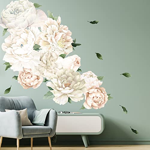 Vinilo decorativo White Peony para pared habitación de niñas
