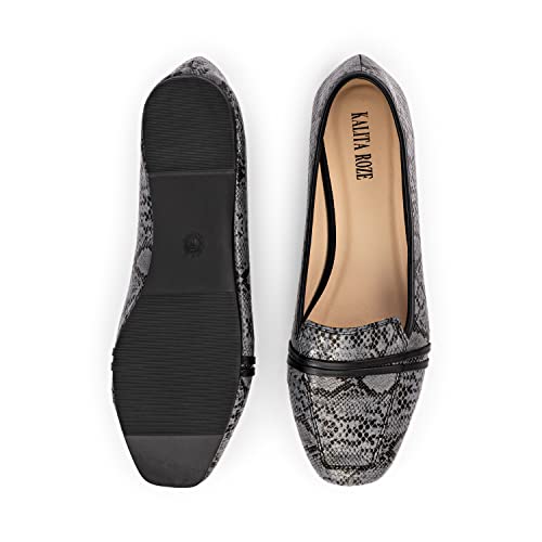 Image of Women Printed Diva Loafer Flats in a Snakeskin Printed Faux Leather Grey 9