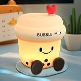 Cute Loving Bubble Milk Cup Night Light, 3-Level Dimmable Soft Light, Timed, Rechargeable, Silicone Bedside Touch Lamp, Creates a Cozy Ambiance, Ideal Decoration and Gift for Girls, Women, and Kids