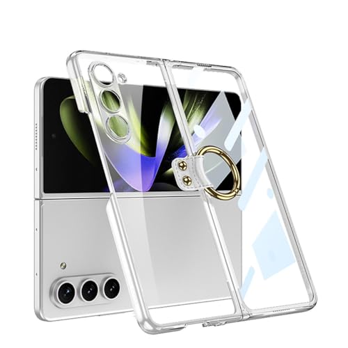Coque Samsung Galaxy Z Fold 5 transparente avec anneau et film en verre trempé