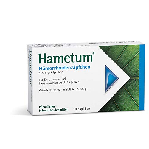 Hametum Hämorrhoiden Zäpfchen | 10 Stück | pflanzliches Arzneimittel mit Hamamelis | wirkt entzündungshemmend | lindert so Jucken & Brennen gegen anfängliche Hämorrhoiden Beschwerden | für die Nacht