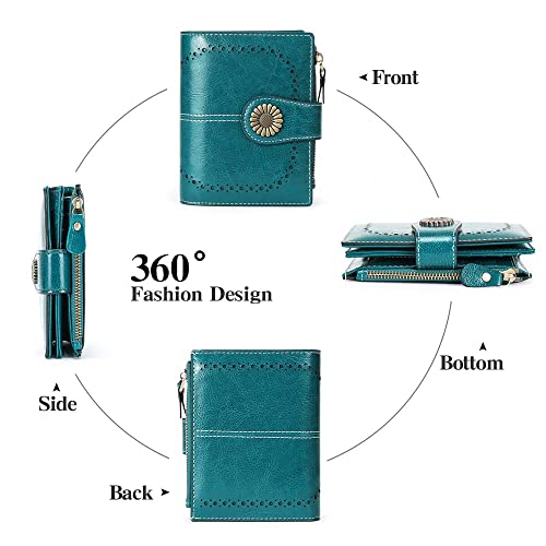 Image of SENDEFN Small Womens Wallet Leather Bifold Card Holder RFID Blocking with Zipper Coin Pocket
